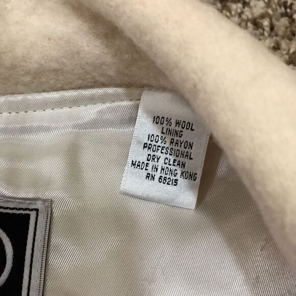 Vintage Wayne Rogers szS cream colored wool blazer jacket with shoulder pads EVC - Picture 6 of 13